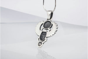 Scarabaeus with Udjat Symbol Pendant Sterling Silver Handmade Egypt Jewelry - vikingworkshop