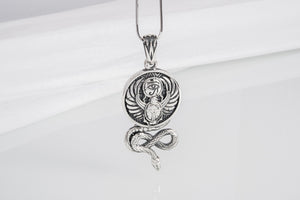 Sterling silver Egyptian pendant with Scarab, Eye of Ra, and Snake, unique handcrafted jewelry - vikingworkshop