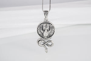 Sterling silver Egyptian pendant with Scarab, Eye of Ra, and Snake, unique handcrafted jewelry - vikingworkshop