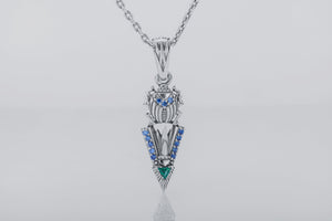 Scarab Pendant with Gems, Egyptian style 925 Silver - vikingworkshop