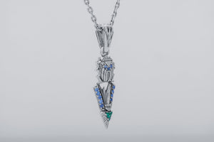 Scarab Pendant with Gems, Egyptian style 925 Silver - vikingworkshop