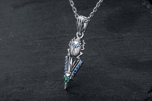 Scarab Pendant with Gems, Egyptian style 925 Silver - vikingworkshop