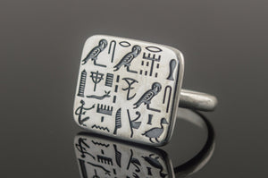 Unique Ring with Egypt Symbols Sterling Silver Jewelry - vikingworkshop