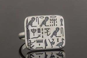 Unique Ring with Egypt Symbols Sterling Silver Jewelry - vikingworkshop