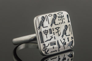 Unique Ring with Egypt Symbols Sterling Silver Jewelry - vikingworkshop