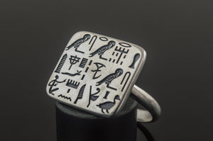 Unique Ring with Egypt Symbols Sterling Silver Jewelry - vikingworkshop