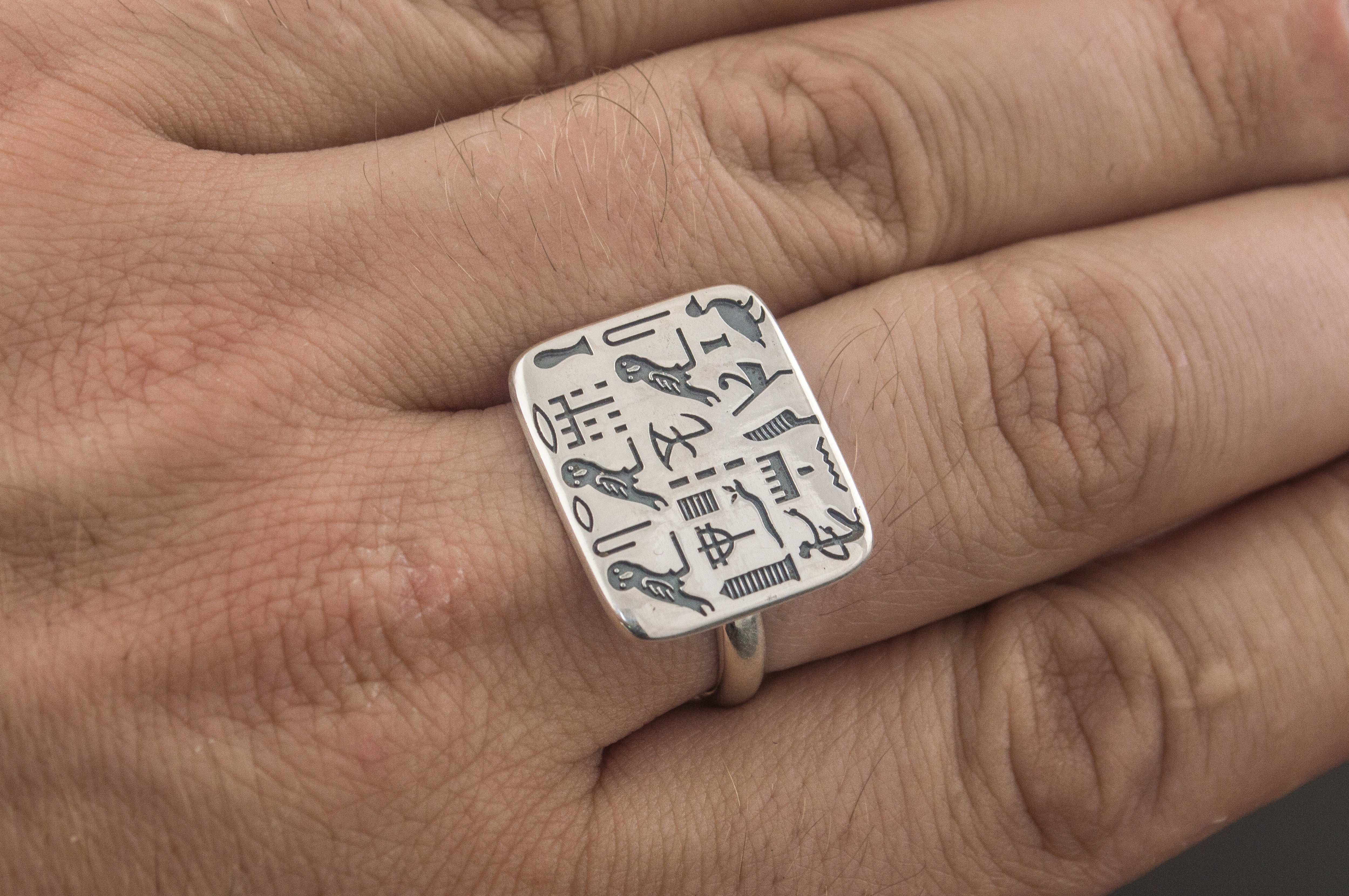 Unique Ring with Egypt Symbols Sterling Silver Jewelry - vikingworkshop