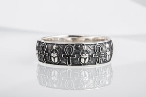 Unique Ring with Egypt Ankh Symbol Sterling Silver Egypt Jewelry - vikingworkshop