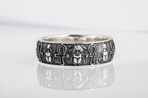 Unique Ring with Egypt Ankh Symbol Sterling Silver Egypt Jewelry - vikingworkshop