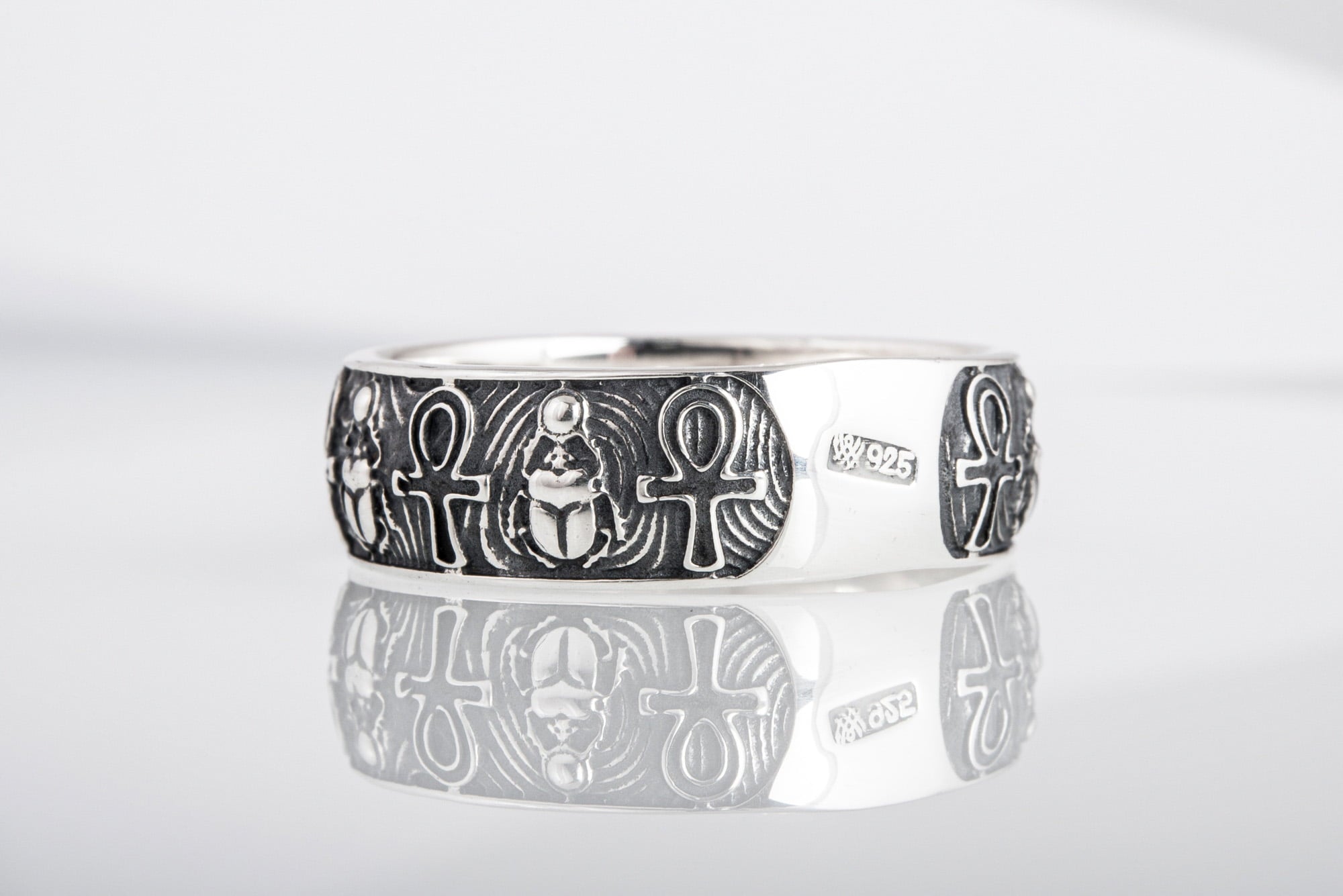 Unique Ring with Egypt Ankh Symbol Sterling Silver Egypt Jewelry - vikingworkshop