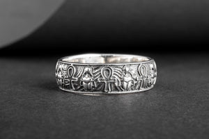 Unique Ring with Egypt Ankh Symbol Sterling Silver Egypt Jewelry - vikingworkshop