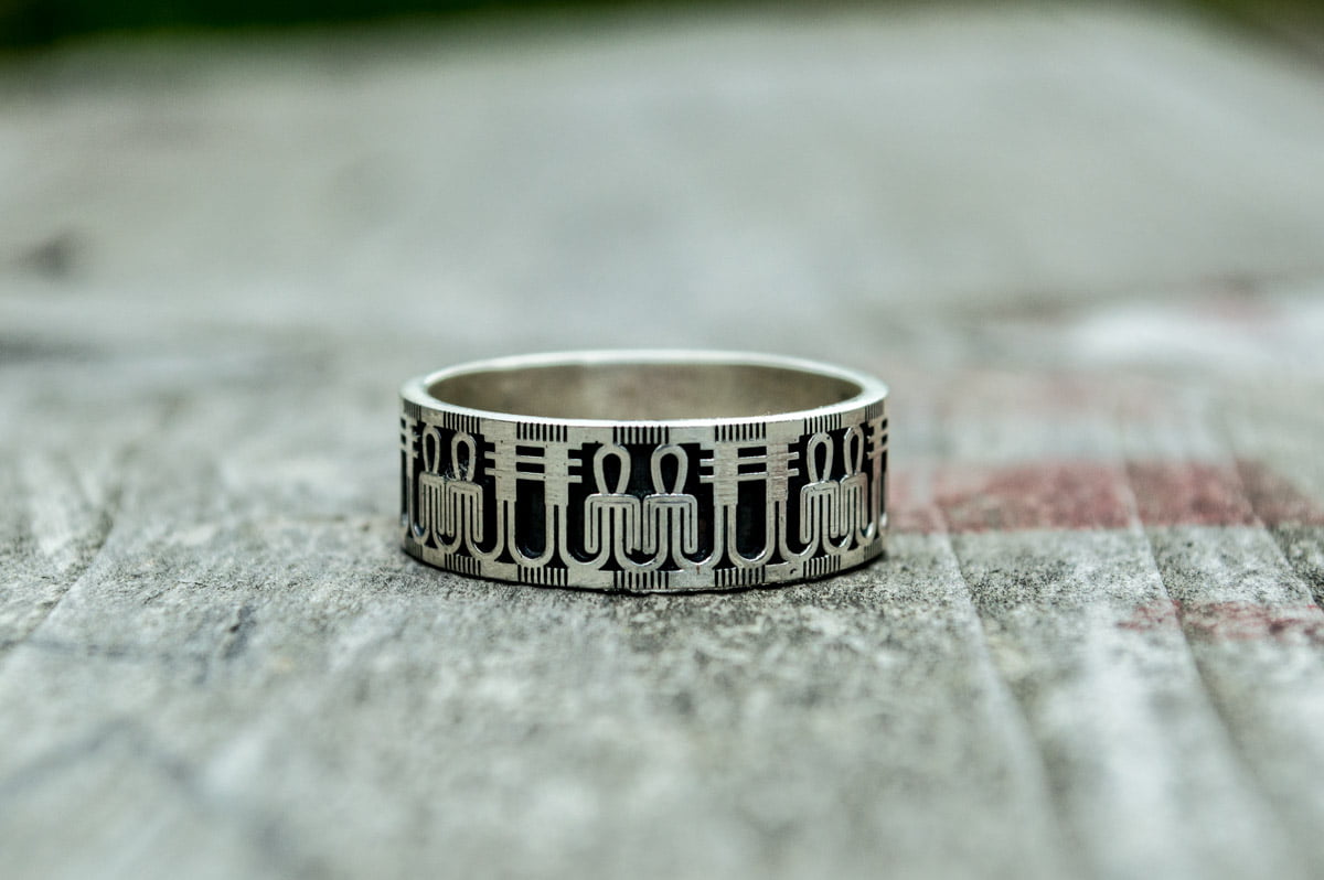 Tyet Symbol Ring Sterling Silver Egypt Jewelry - vikingworkshop