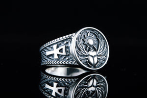 Ring With Scarabeus Symbol Sterling Silver Egypt Jewelry - vikingworkshop