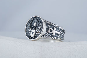 Ring With Scarabeus Symbol Sterling Silver Egypt Jewelry - vikingworkshop