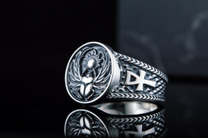 Ring With Scarabeus Symbol Sterling Silver Egypt Jewelry - vikingworkshop