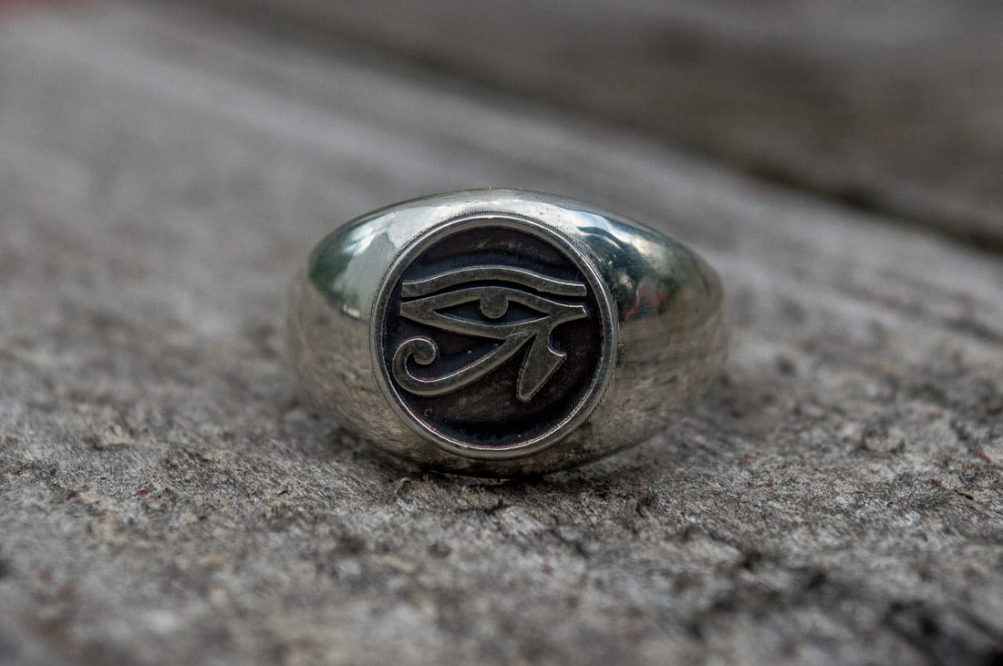 Ring With Uajet Symbol Sterling Silver Egypt Jewelry - vikingworkshop