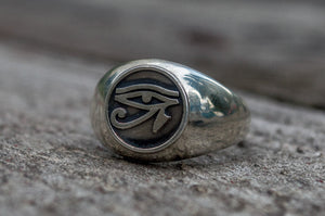 Ring With Uajet Symbol Sterling Silver Egypt Jewelry - vikingworkshop