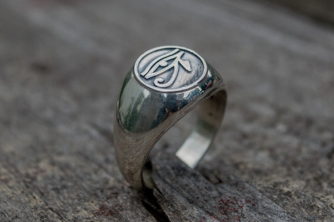 Ring With Uajet Symbol Sterling Silver Egypt Jewelry - vikingworkshop