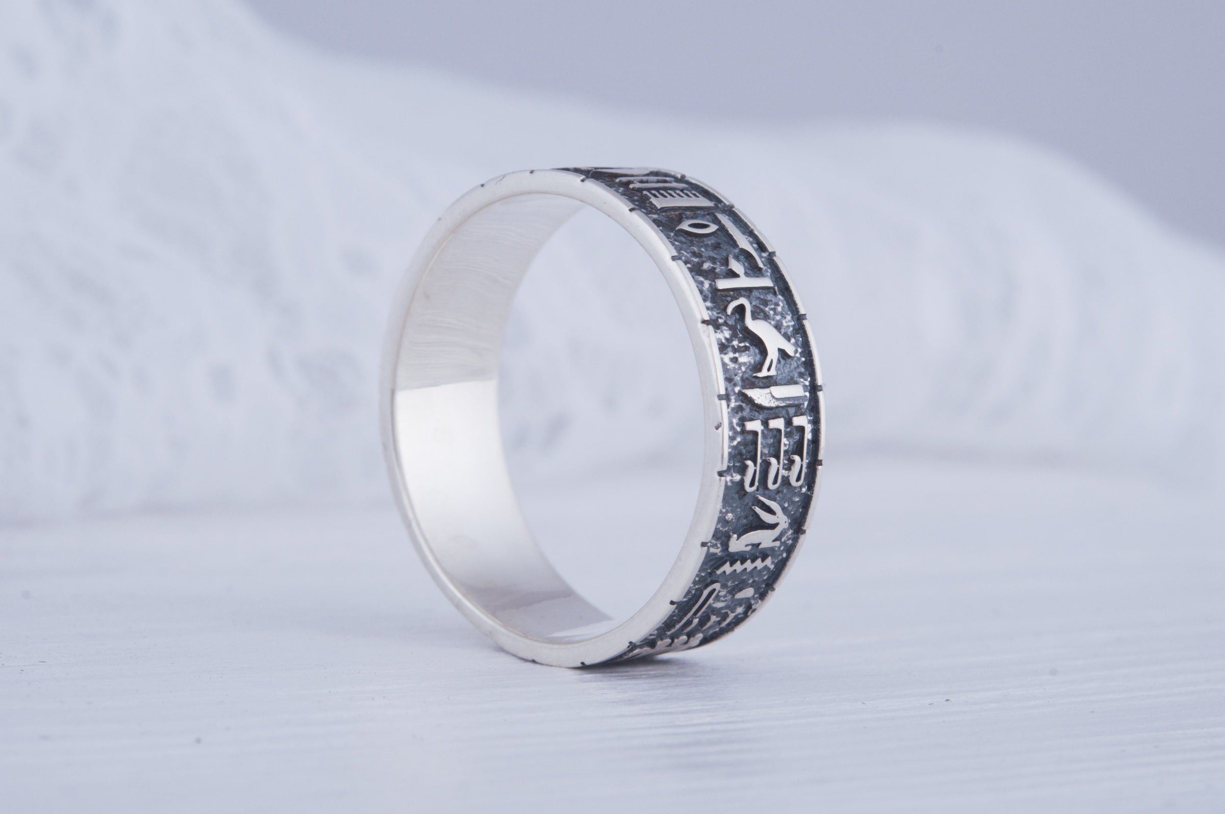 Egypt Symbols Handcrafted Ring Sterling Silver Jewelry - vikingworkshop