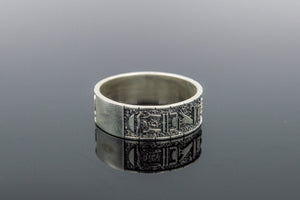 Ring with Egypt Symbols Ornament Sterling Silver Handmade Jewelry - vikingworkshop