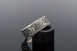 Ring with Egypt Symbols Ornament Sterling Silver Handmade Jewelry - vikingworkshop