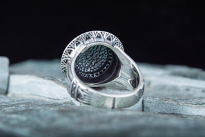 Ring with Uajet Symbol and Cubic Zirconia Sterling Silver Jewelry - vikingworkshop