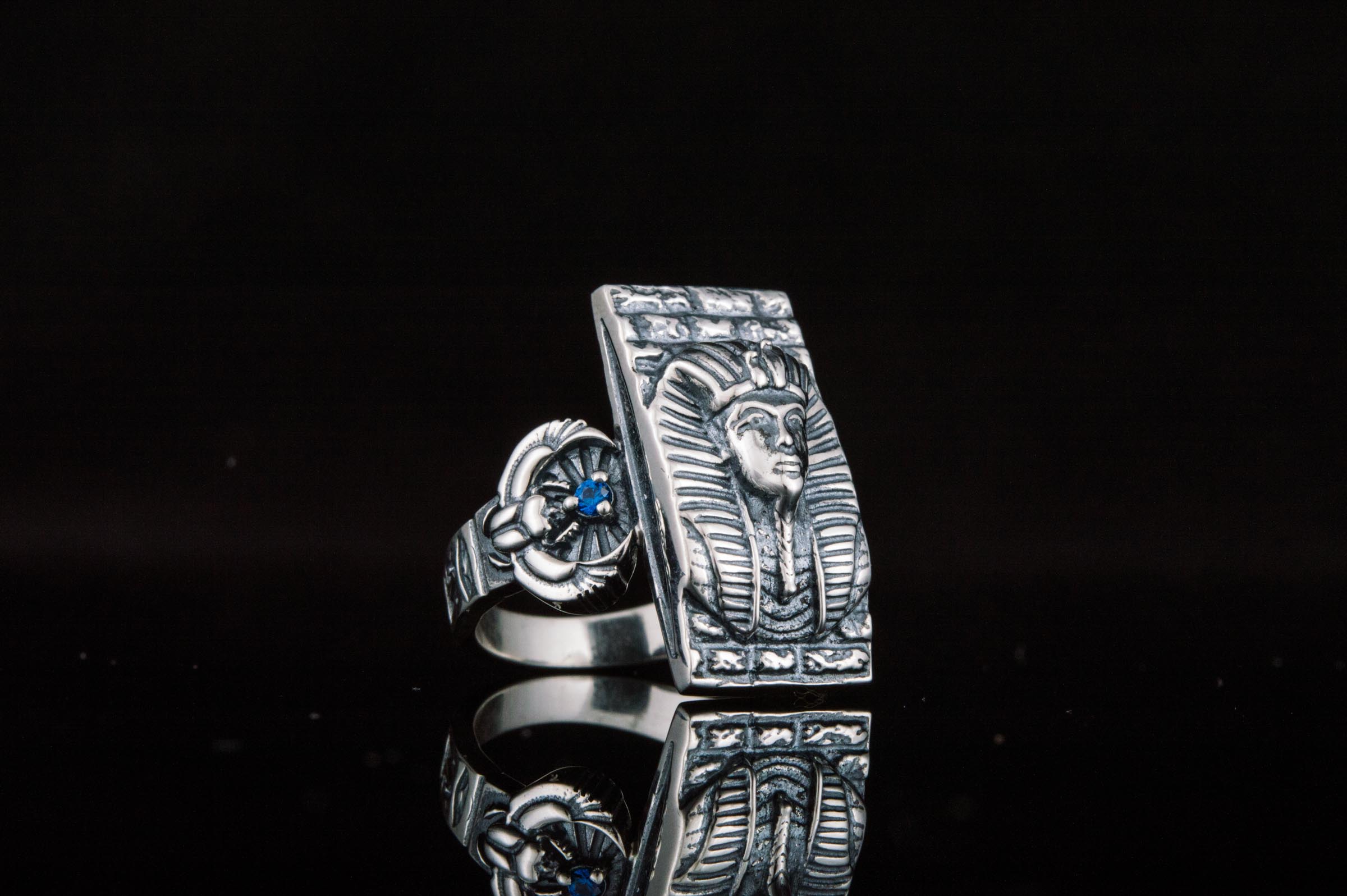Ring with Egypt Pharaoh Sterling Silver Jewelry