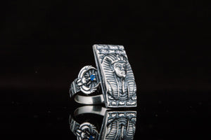 Ring with Egypt Pharaoh Sterling Silver Jewelry - vikingworkshop