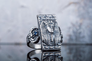 Ring with Egypt Pharaoh Sterling Silver Jewelry - vikingworkshop