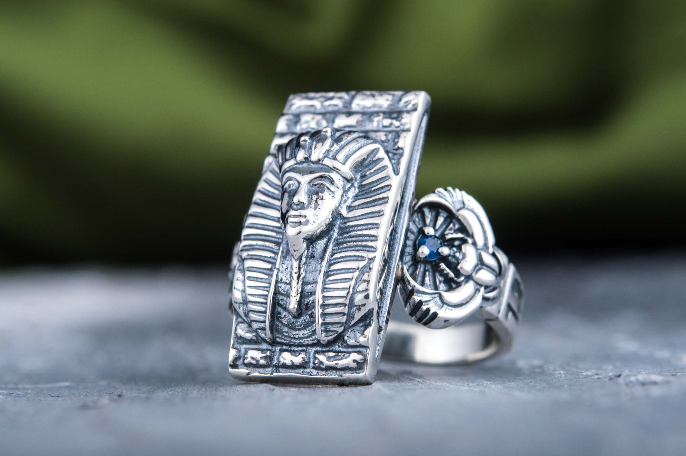 Ring with Egypt Pharaoh Sterling Silver Jewelry - vikingworkshop