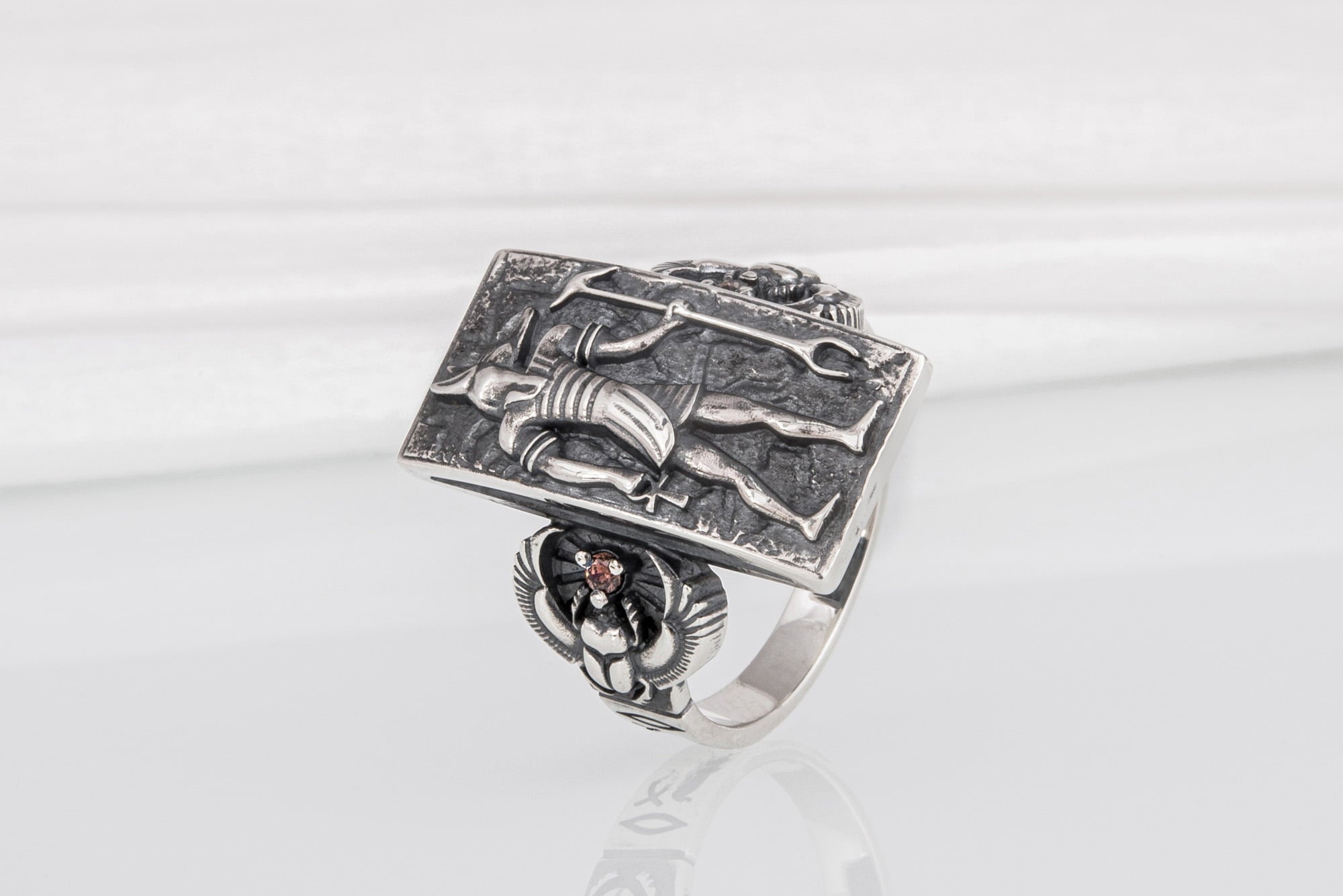 Egypt Ring with Anubis Sterling Silver - vikingworkshop