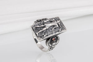 Egypt Ring with Anubis Sterling Silver - vikingworkshop