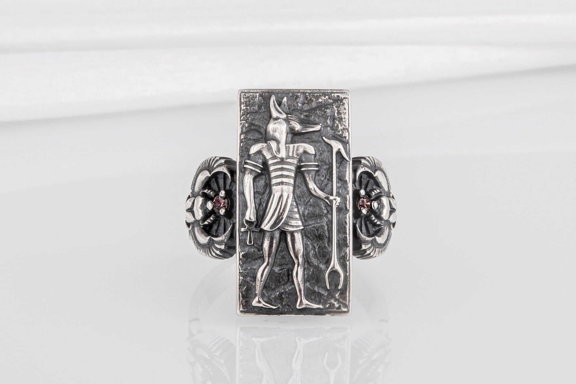 Egypt Ring with Anubis Sterling Silver - vikingworkshop