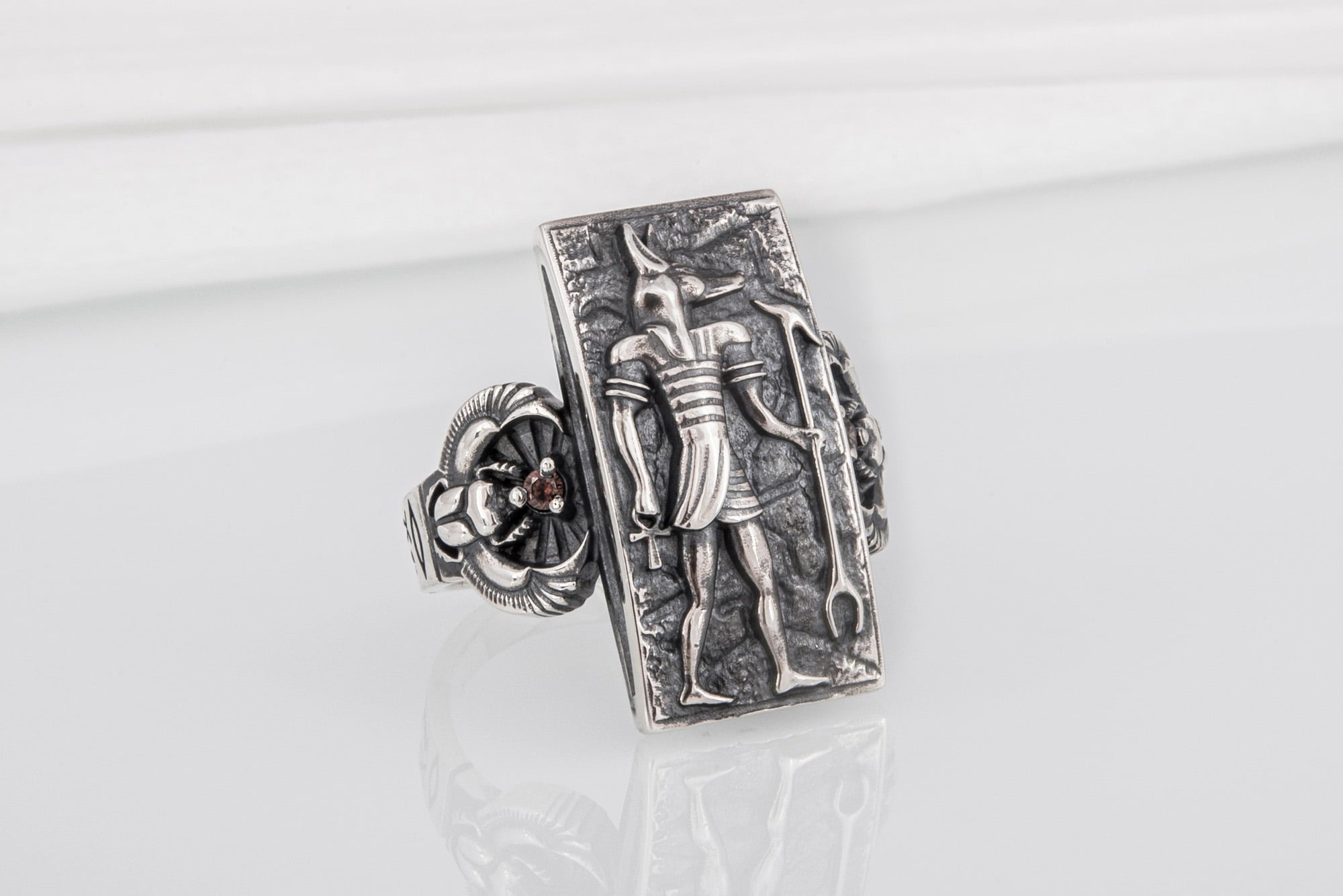 Egypt Ring with Anubis Sterling Silver - vikingworkshop