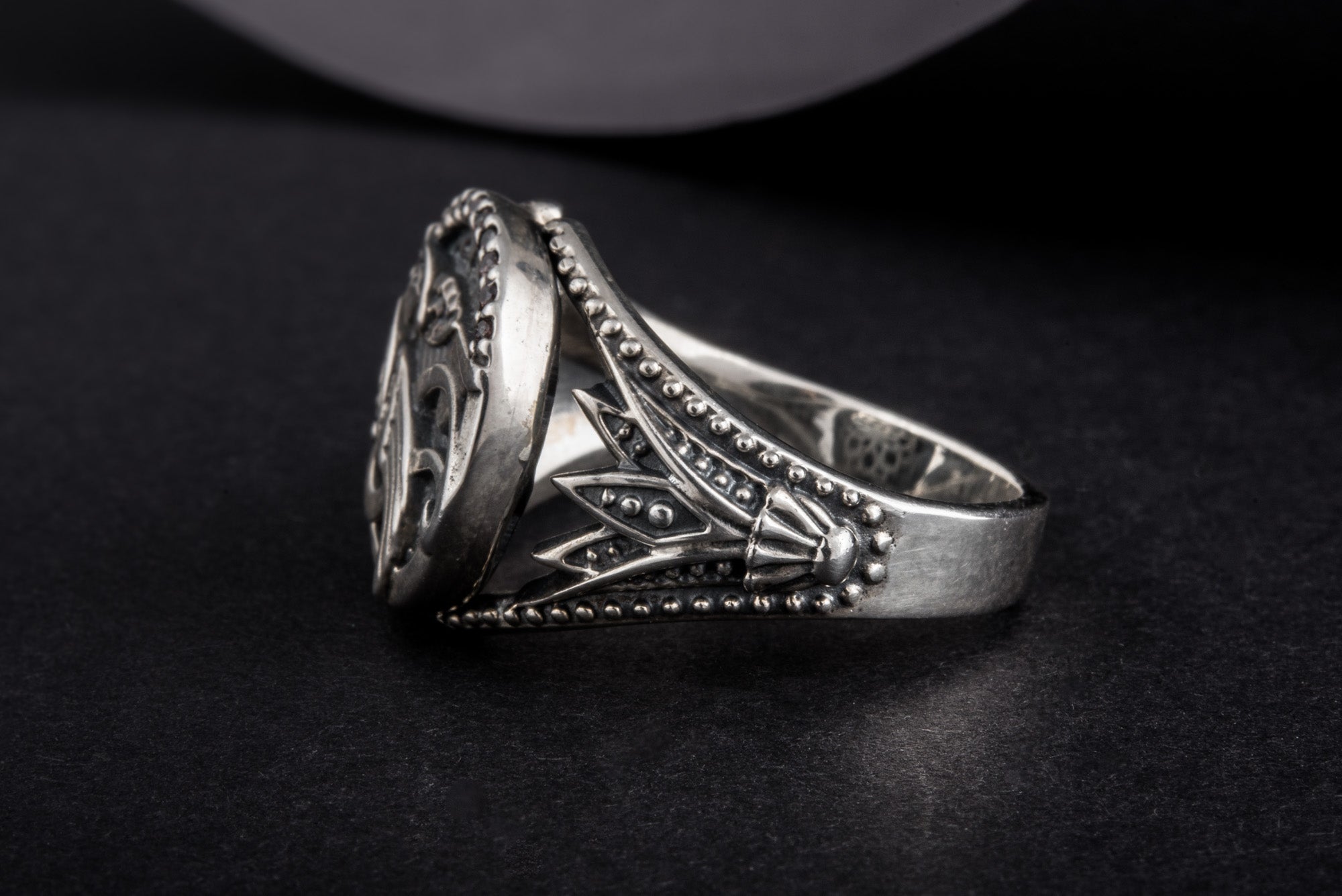 Sterling Silver Egypt Ring with Falcon Horus, God of Sky, Unique Handmade Jewelry - vikingworkshop