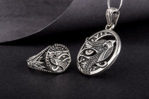 Sterling Silver Egypt Ring with Falcon Horus, God of Sky, Unique Handmade Jewelry - vikingworkshop