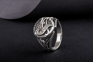 Sterling Silver Egypt Ring with Falcon Horus, God of Sky, Unique Handmade Jewelry - vikingworkshop