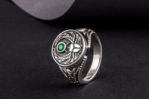 Sterling Silver Egypt Ring with Scarab, Handmade Egyptian Jewelry - vikingworkshop