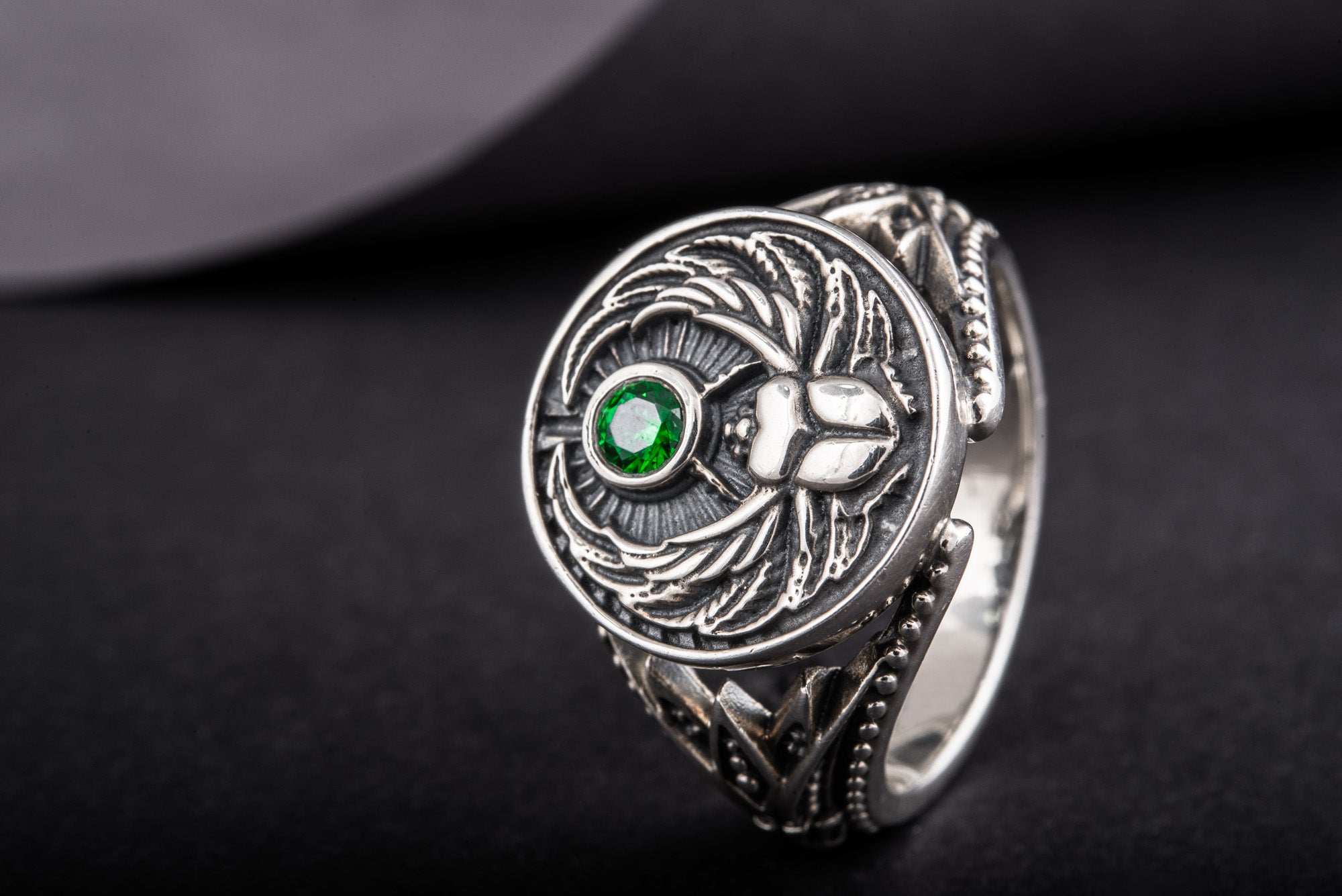 Sterling Silver Egypt Ring with Scarab, Handmade Egyptian Jewelry - vikingworkshop