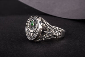 Sterling Silver Egypt Ring with Scarab, Handmade Egyptian Jewelry - vikingworkshop