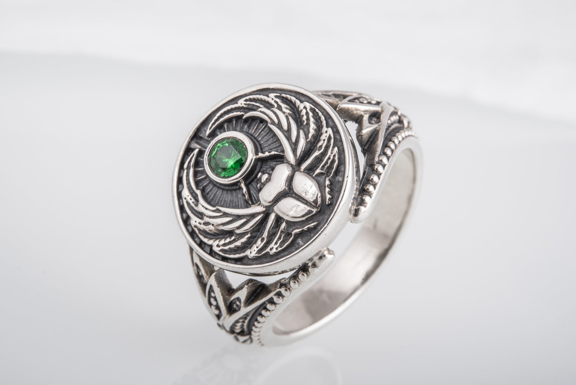 Sterling Silver Egypt Ring with Scarab, Handmade Egyptian Jewelry - vikingworkshop