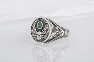 Sterling Silver Egypt Ring with Scarab, Handmade Egyptian Jewelry - vikingworkshop