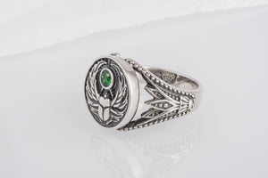 Sterling Silver Egypt Ring with Scarab, Handmade Egyptian Jewelry - vikingworkshop