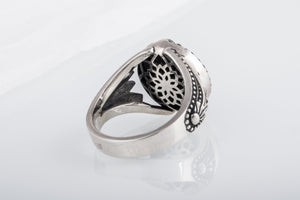 925 Silver Ankh Symbol Ring with Cubic Zirconium Gems, Handmade Egyptian Jewelry - vikingworkshop