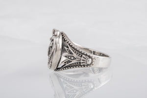 Sterling Silver Naja Haje Ring with Pyramid, Handmade Egyptian Jewelry - vikingworkshop