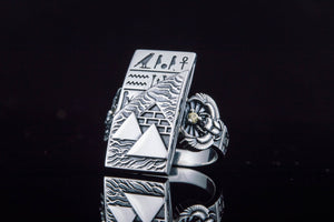 Ring with Pyramid Sterling Silver Egypt Jewelry - vikingworkshop