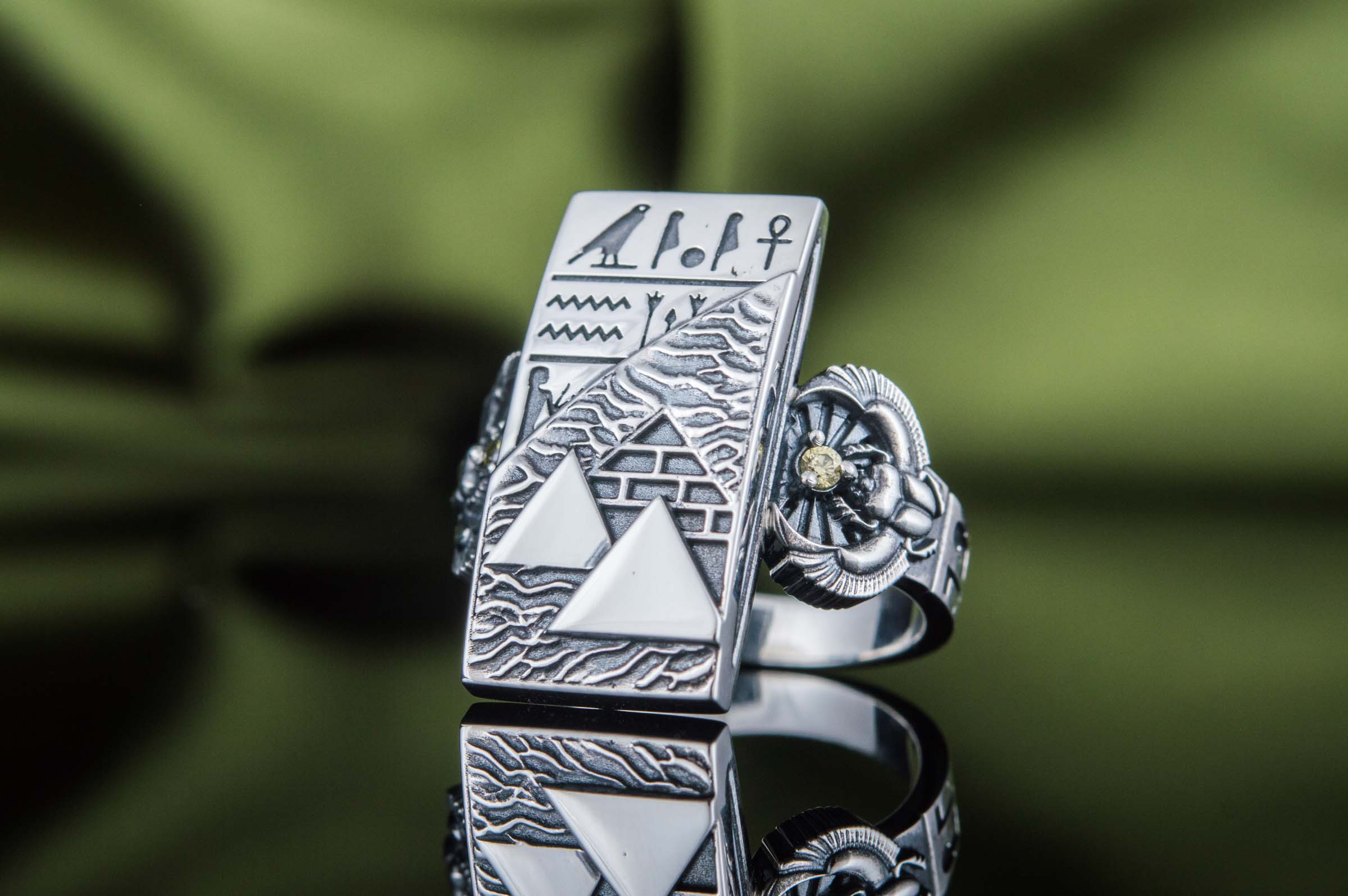 Ring with Pyramid Sterling Silver Egypt Jewelry - vikingworkshop