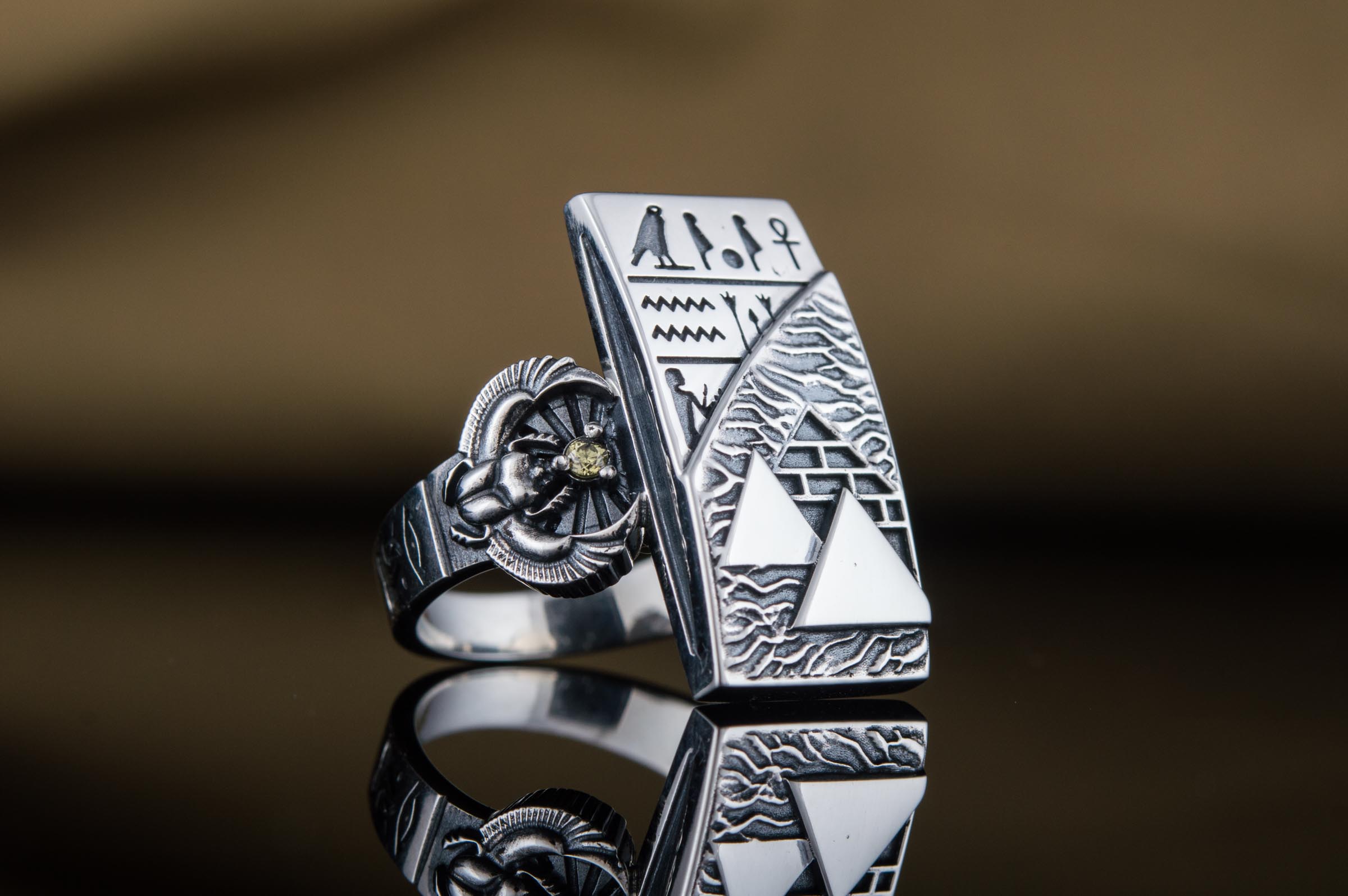 Ring with Pyramid Sterling Silver Egypt Jewelry - vikingworkshop