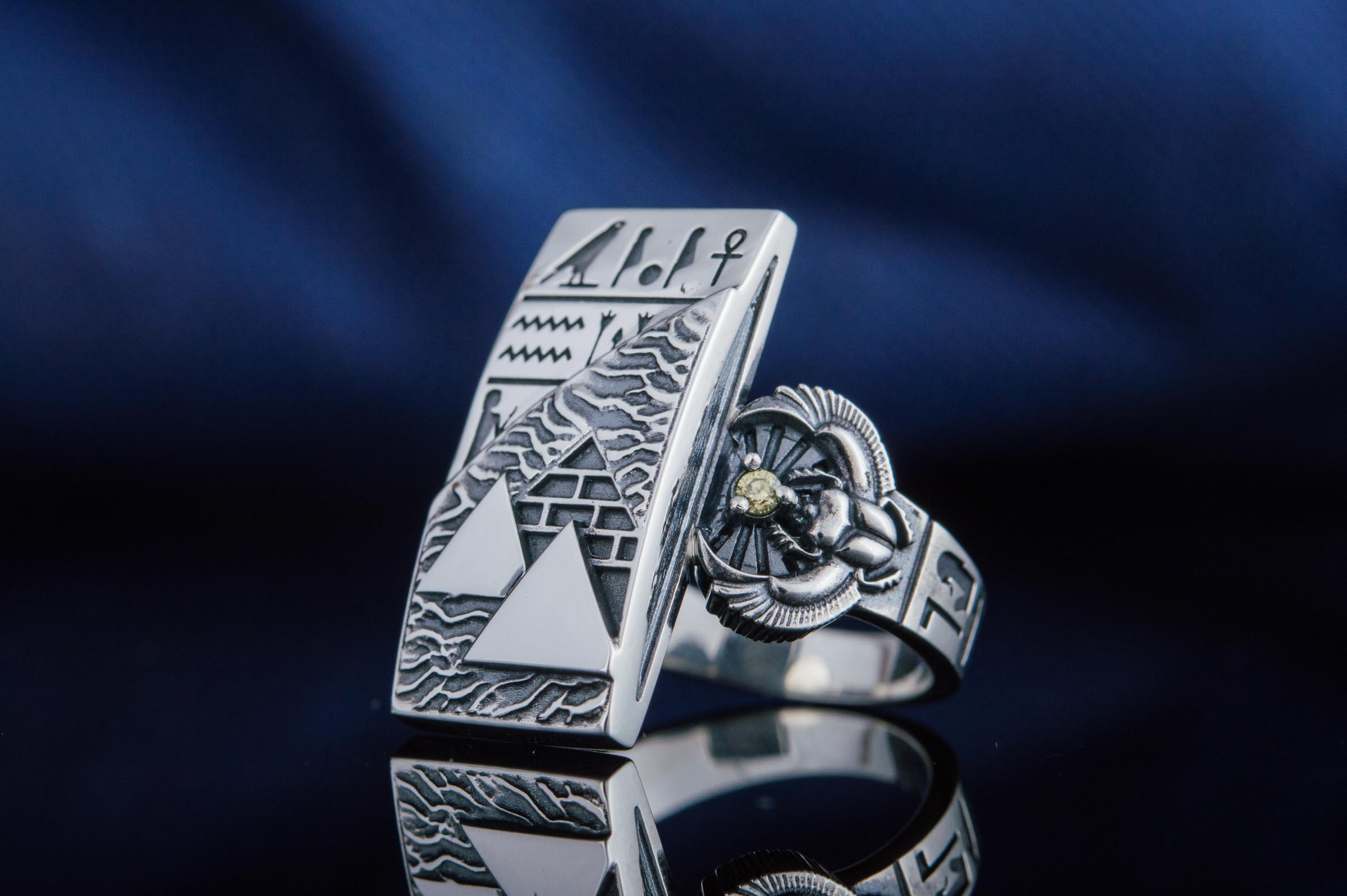 Ring with Pyramid Sterling Silver Egypt Jewelry - vikingworkshop