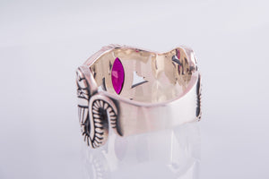 925 Silver Egypt ring with Wings and Purple Gem, Unique Handmade Jewelry - vikingworkshop